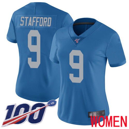 Detroit Lions Limited Blue Women Matthew Stafford Alternate Jersey NFL Football 9 100th Season Vapor Untouchable